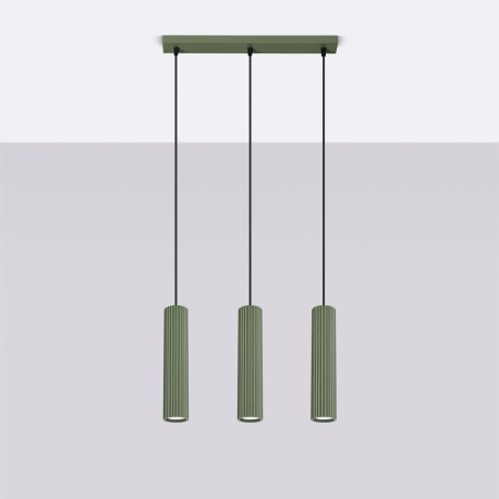 Sollux Lampa wisząca KARBON 3L zielona oliwka SL.1613
