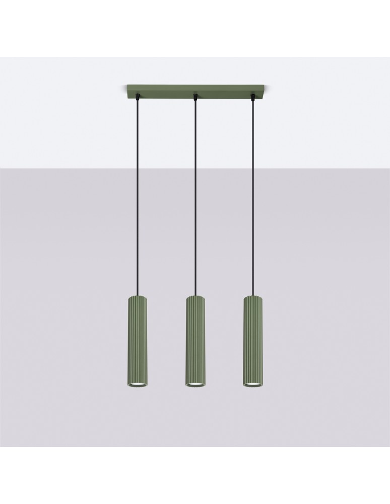 Pendant tube lamps - Sollux KARBON 3L pendant lamp green olive SL.1613 - product kolory-swiatla.pl 2
