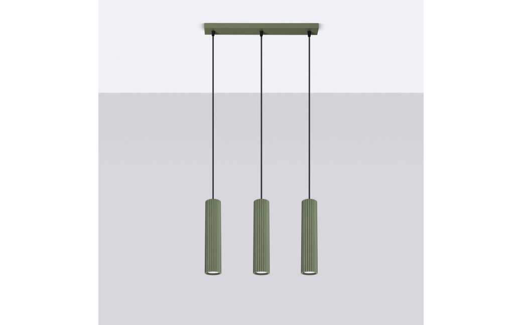 Sollux Lampa wisząca KARBON 3L zielona oliwka SL.1613