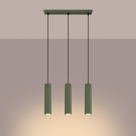 Sollux Lampa wisząca KARBON 3L zielona oliwka SL.1613