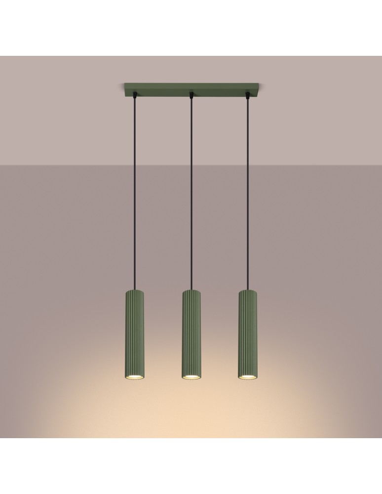 Pendant tube lamps - Sollux KARBON 3L pendant lamp green olive SL.1613 - product kolory-swiatla.pl 3