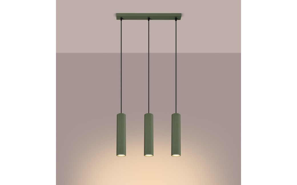 Sollux Lampa wisząca KARBON 3L zielona oliwka SL.1613