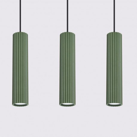 Sollux Lampa wisząca KARBON 3L zielona oliwka SL.1613