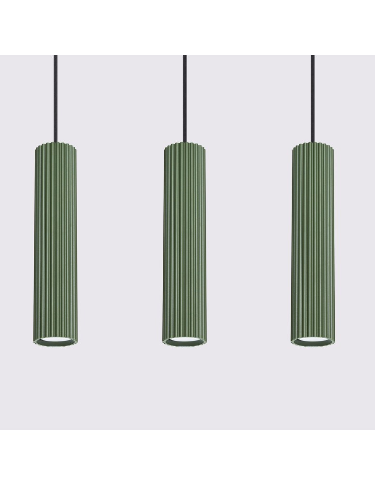 Pendant tube lamps - Sollux KARBON 3L pendant lamp green olive SL.1613 - product kolory-swiatla.pl 4