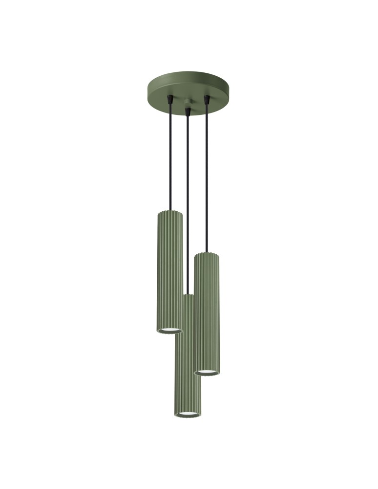 Pendant tube lamps - Sollux KARBON 3P pendant lamp green olive SL.1614 - product kolory-swiatla.pl 1