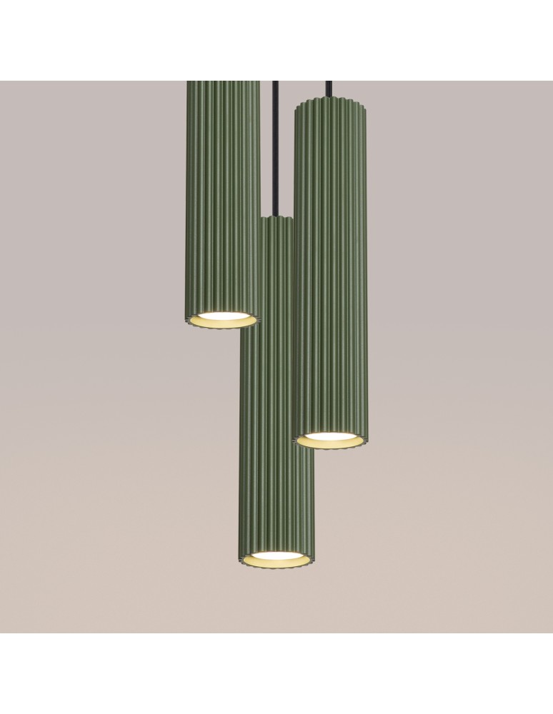 Pendant tube lamps - Sollux KARBON 3P pendant lamp green olive SL.1614 - product kolory-swiatla.pl 5