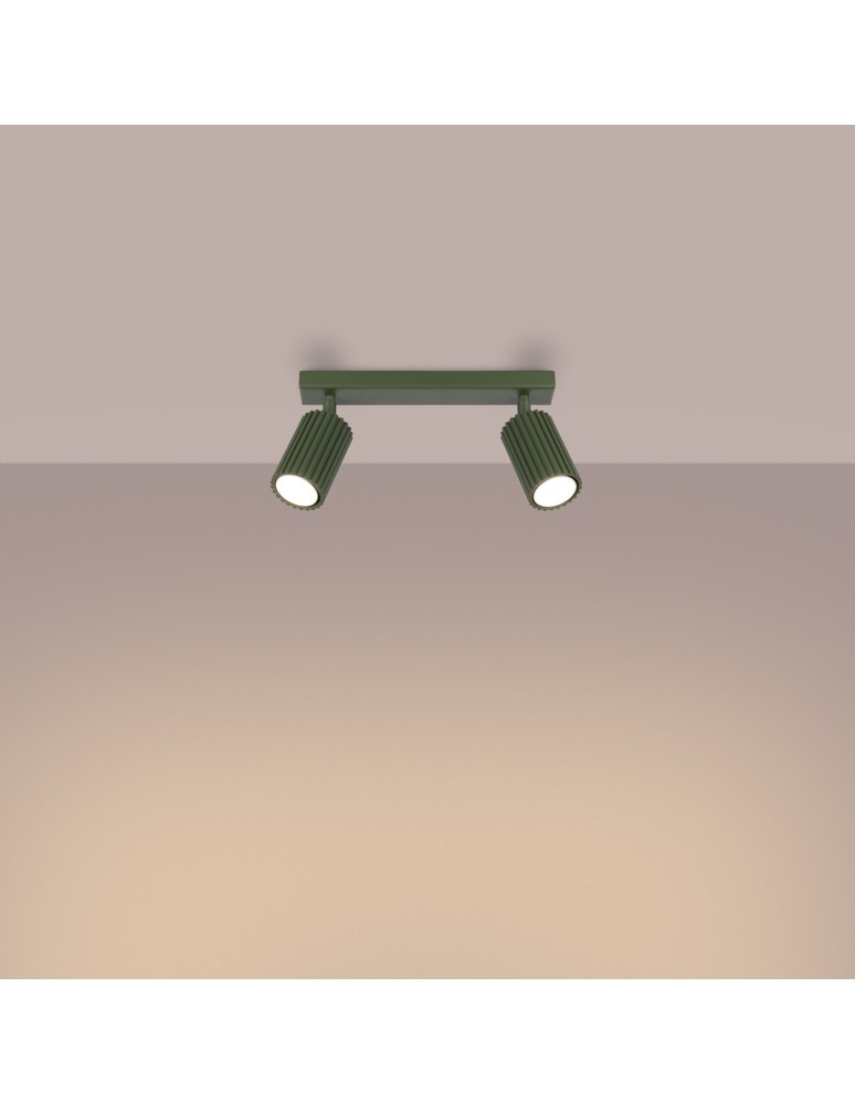 Adjustable ceiling lamps - spots - Sollux Plafon KARBON 2 olive green SL.1618 - product kolory-swiatla.pl 3