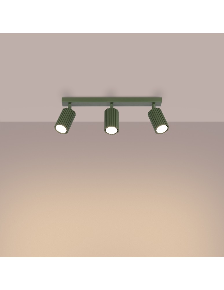 Adjustable ceiling lamps - spots - Sollux Plafon KARBON 3L olive green SL.1619 - product kolory-swiatla.pl 3