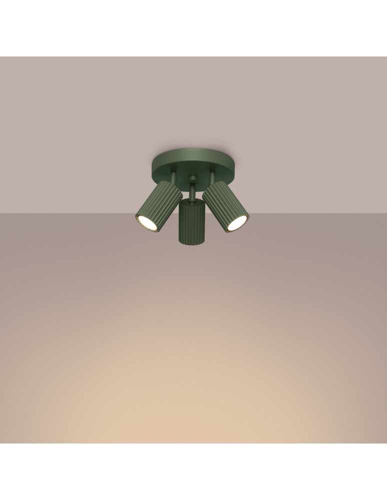 Adjustable ceiling lamps - spots - Sollux Plafon KARBON 3P olive green SL.1620 - product kolory-swiatla.pl 3