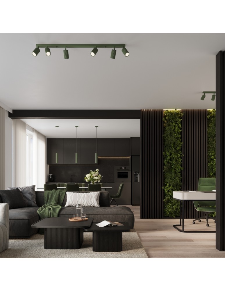 Adjustable ceiling lamps - spots - Sollux Plafon KARBON 6L olive green SL.1623 - product kolory-swiatla.pl 11