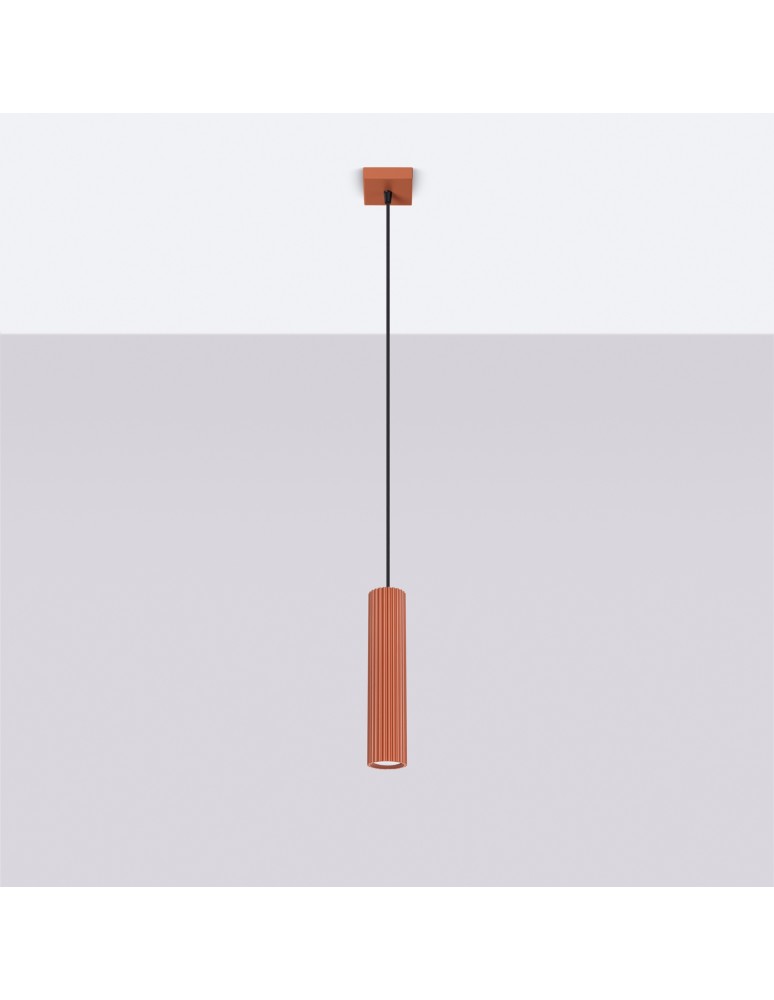 Pendant tube lamps - Sollux KARBON 1 ochre red pendant lamp SL.1630 - product kolory-swiatla.pl 2
