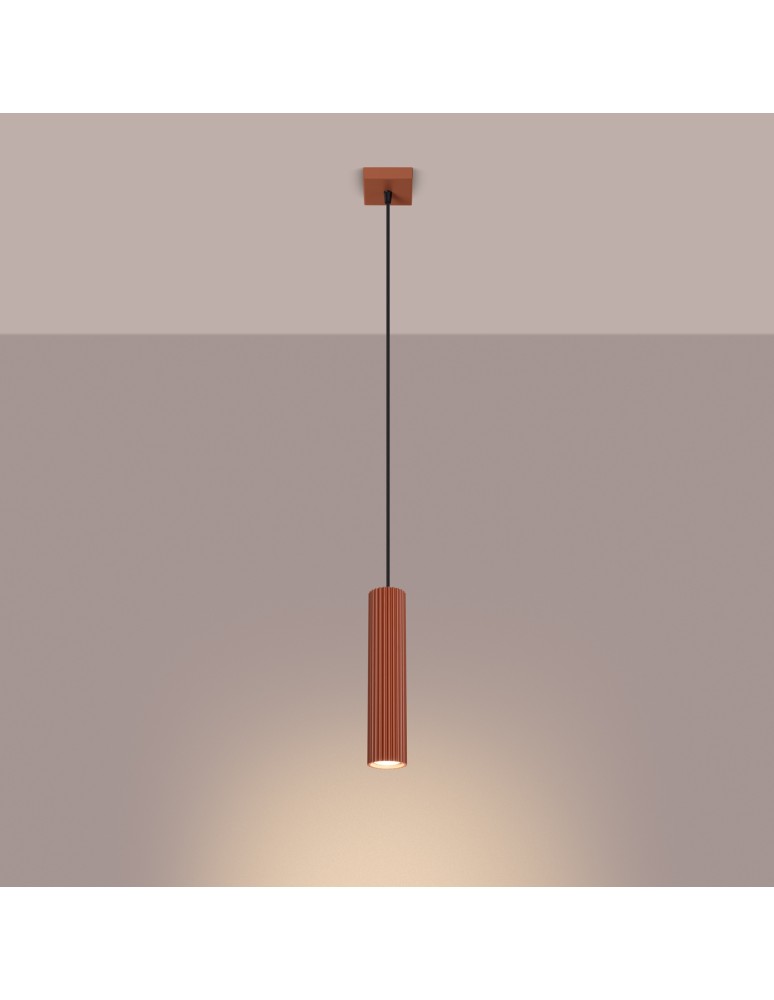 Pendant tube lamps - Sollux KARBON 1 ochre red pendant lamp SL.1630 - product kolory-swiatla.pl 3
