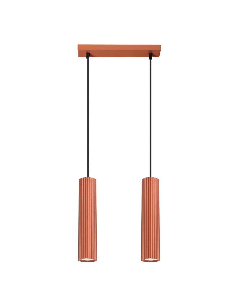 Pendant tube lamps - Sollux KARBON 2 ochre red pendant lamp SL.1631 - product kolory-swiatla.pl 1