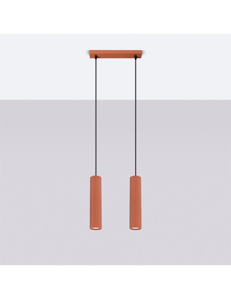 Pendant tube lamps - Sollux KARBON 2 ochre red pendant lamp SL.1631 - product kolory-swiatla.pl 2