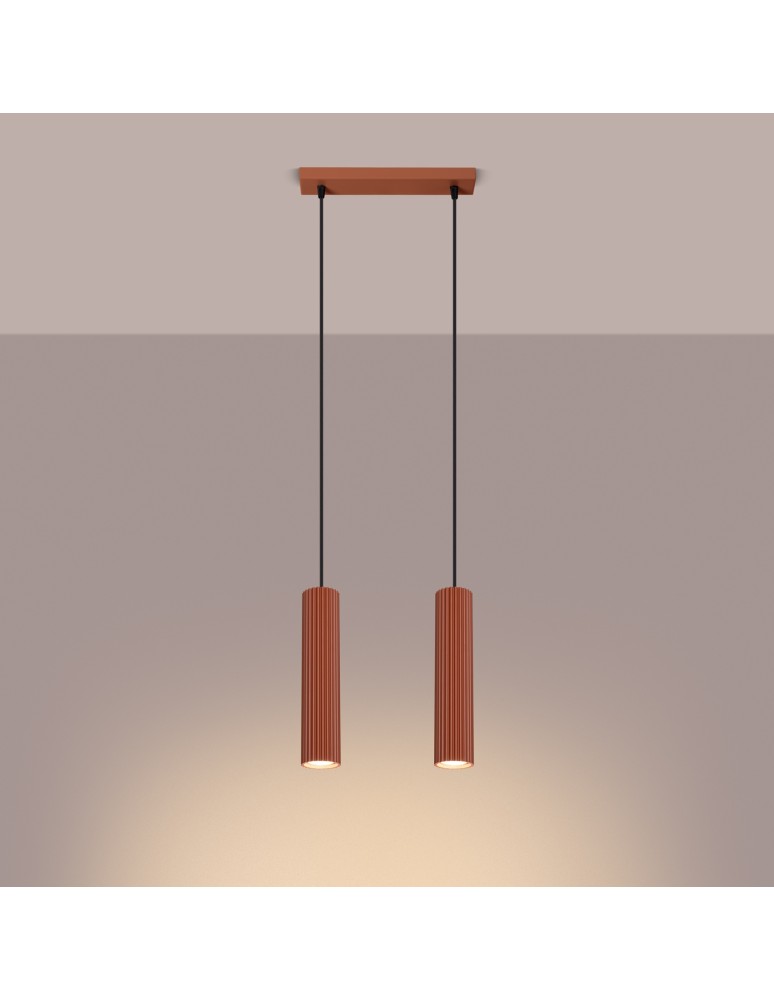 Pendant tube lamps - Sollux KARBON 2 ochre red pendant lamp SL.1631 - product kolory-swiatla.pl 3