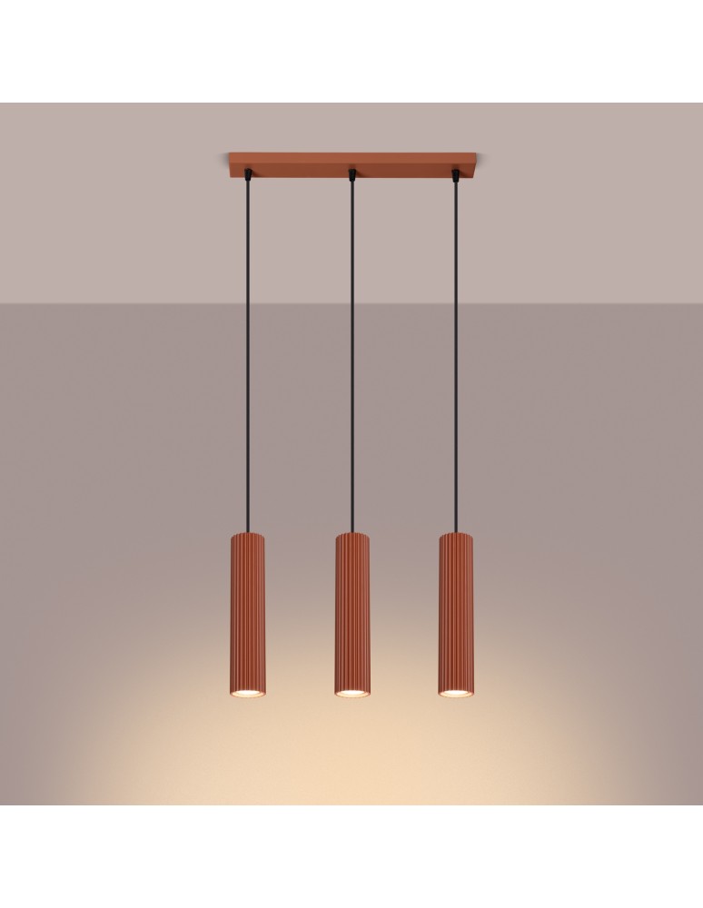 Pendant tube lamps - Sollux KARBON 3L ochre red pendant lamp SL.1632 - product kolory-swiatla.pl 3
