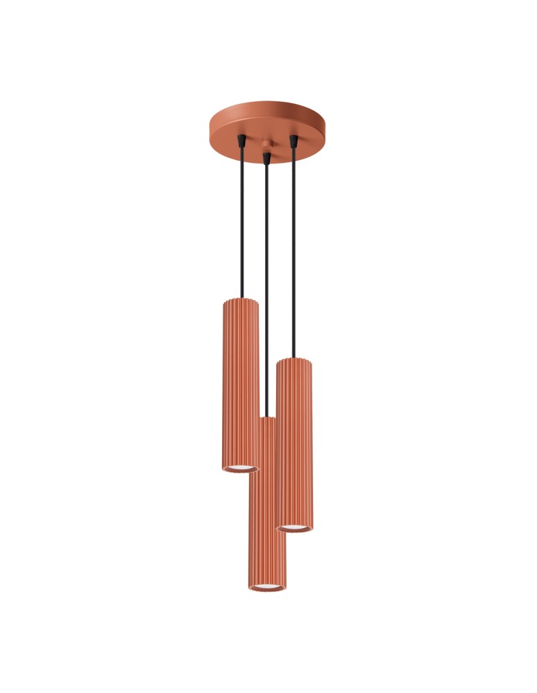 Pendant tube lamps - Sollux KARBON 3P ochre red pendant lamp SL.1633 - product kolory-swiatla.pl 1