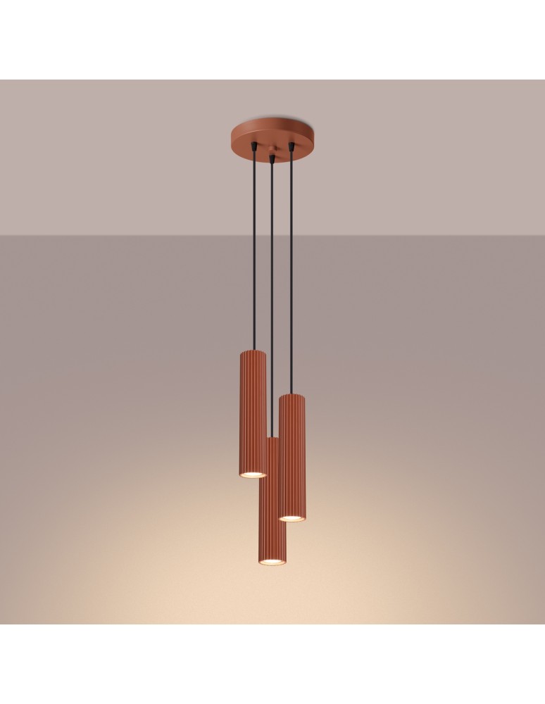Pendant tube lamps - Sollux KARBON 3P ochre red pendant lamp SL.1633 - product kolory-swiatla.pl 3