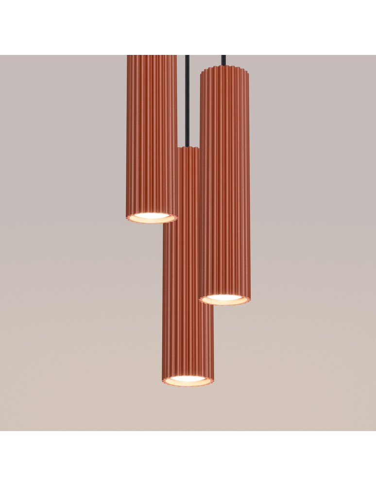 Pendant tube lamps - Sollux KARBON 3P ochre red pendant lamp SL.1633 - product kolory-swiatla.pl 5