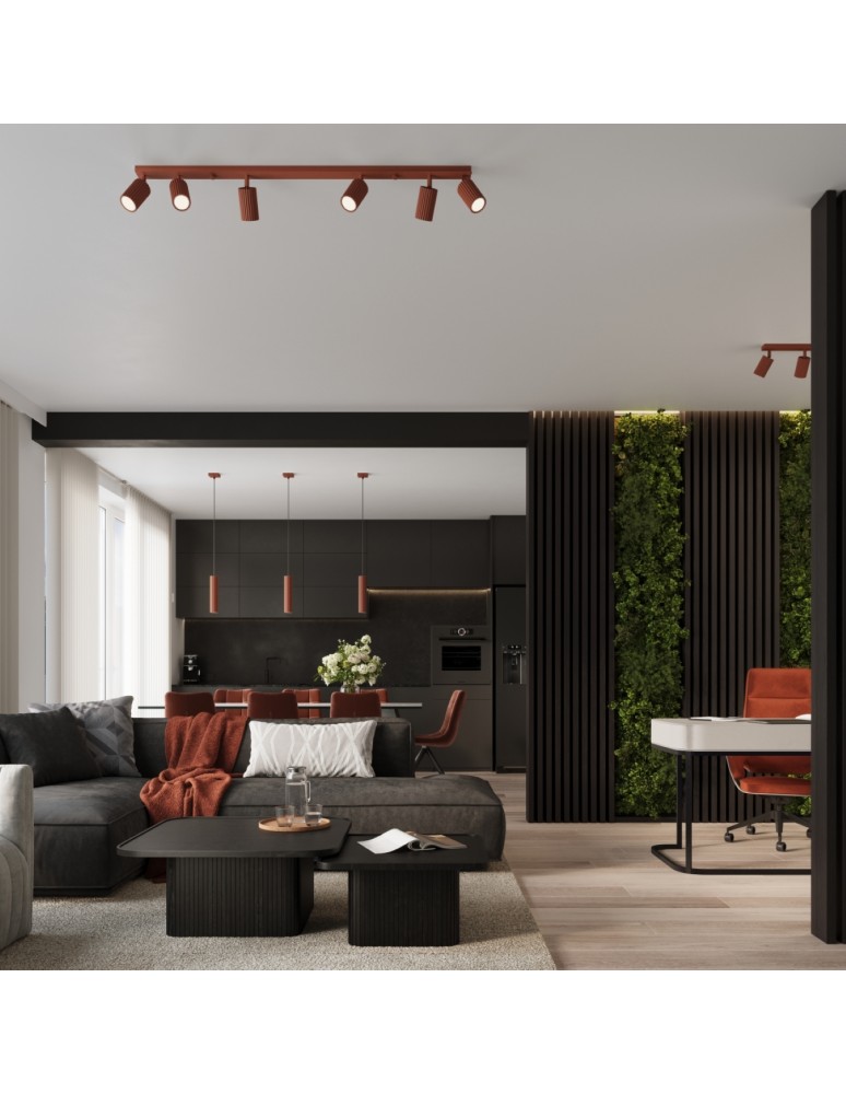 Adjustable ceiling lamps - spots - Sollux Plafon KARBON 4L ochre red SL.1641 - product kolory-swiatla.pl 11