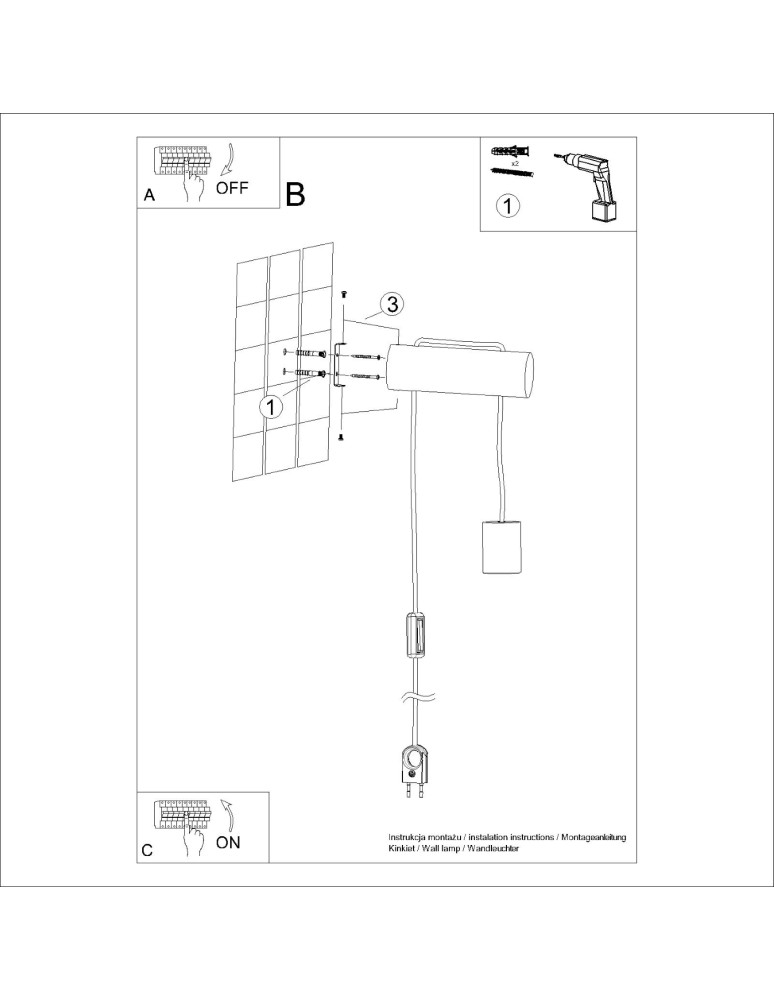 Wall lamps - Sollux NIMBI E27 wall lamp with switch SL.1644 - product kolory-swiatla.pl 11