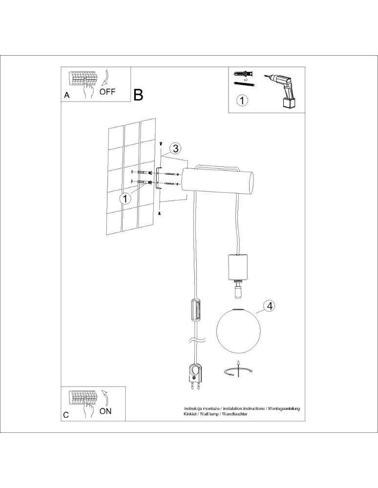 Wall lamps - Sollux NIMBI G9 wall lamp with switch SL.1645 - product kolory-swiatla.pl 11