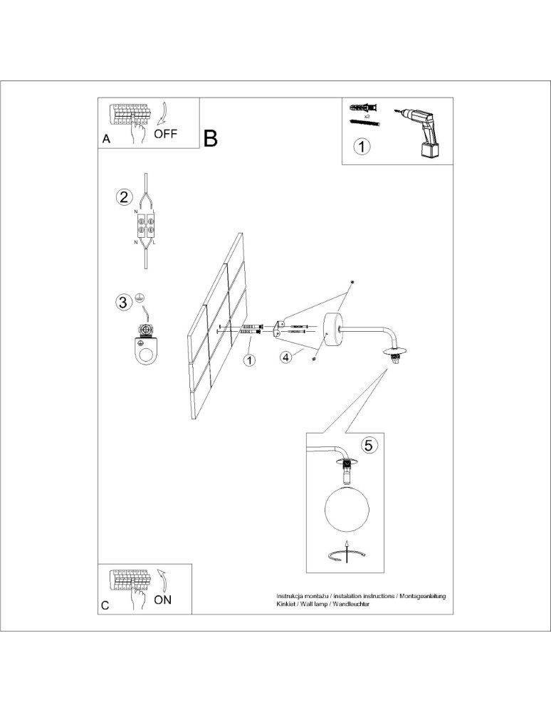 Wall lamps spheres - Sollux Wall lamp ASTRAL 1 black SL.1661 - product kolory-swiatla.pl 10
