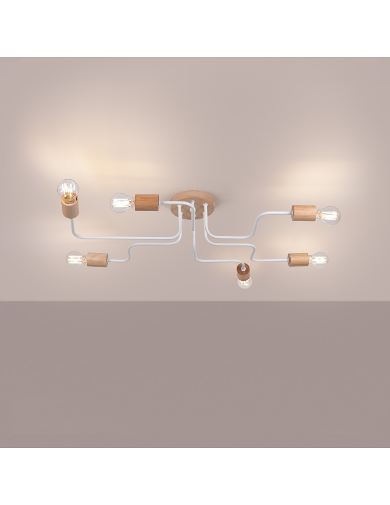 Loft ceiling lamps - industrial - Sollux Chandelier TIMBO 6 white SL.1666 - product kolory-swiatla.pl 3