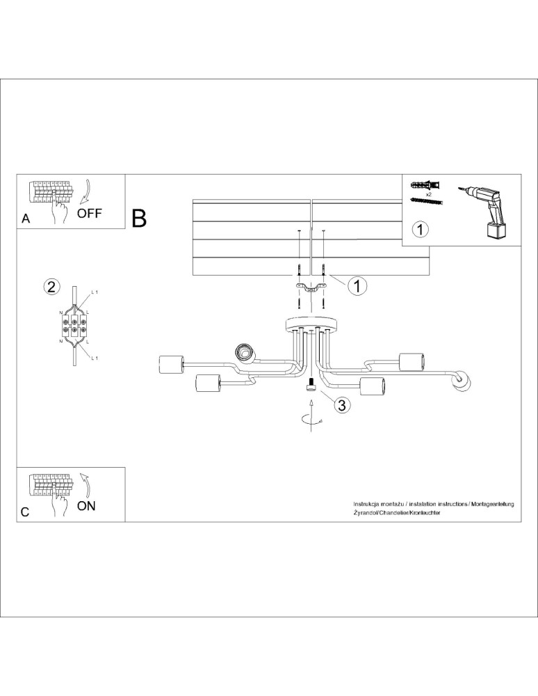 Loft ceiling lamps - industrial - Sollux Chandelier TIMBO 6 white SL.1666 - product kolory-swiatla.pl 9