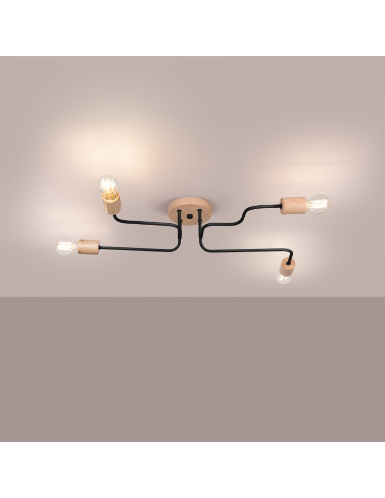 Loft ceiling lamps - industrial - Sollux Chandelier TIMBO 4 black SL.1669 - product kolory-swiatla.pl 3