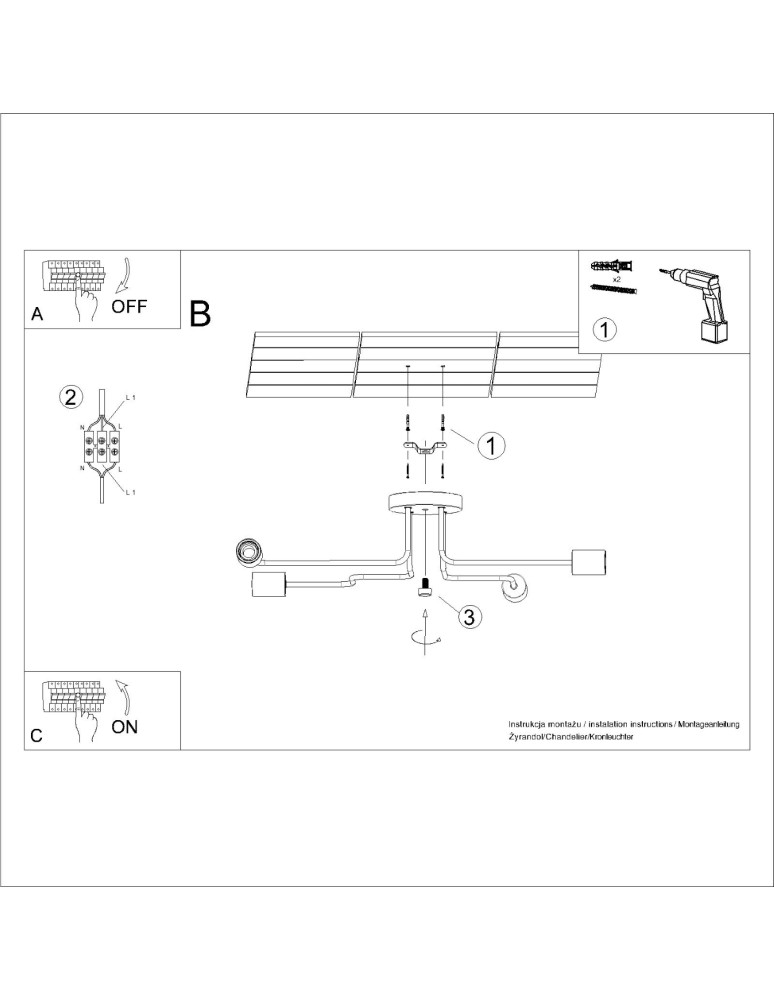 Loft ceiling lamps - industrial - Sollux Chandelier TIMBO 4 black SL.1669 - product kolory-swiatla.pl 10