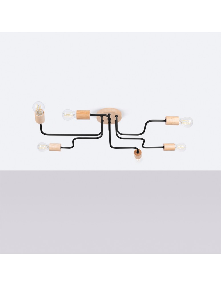 Loft ceiling lamps - industrial - Sollux Chandelier TIMBO 6 black SL.1670 - product kolory-swiatla.pl 2