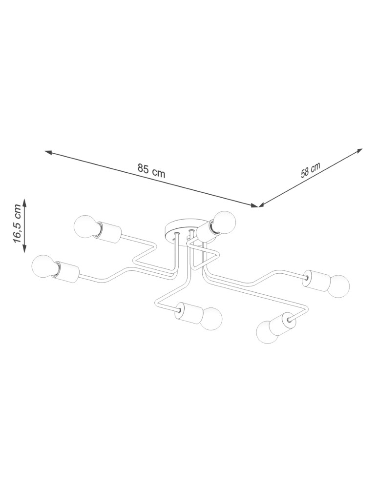 Loft ceiling lamps - industrial - Sollux Chandelier TIMBO 6 black SL.1670 - product kolory-swiatla.pl 7