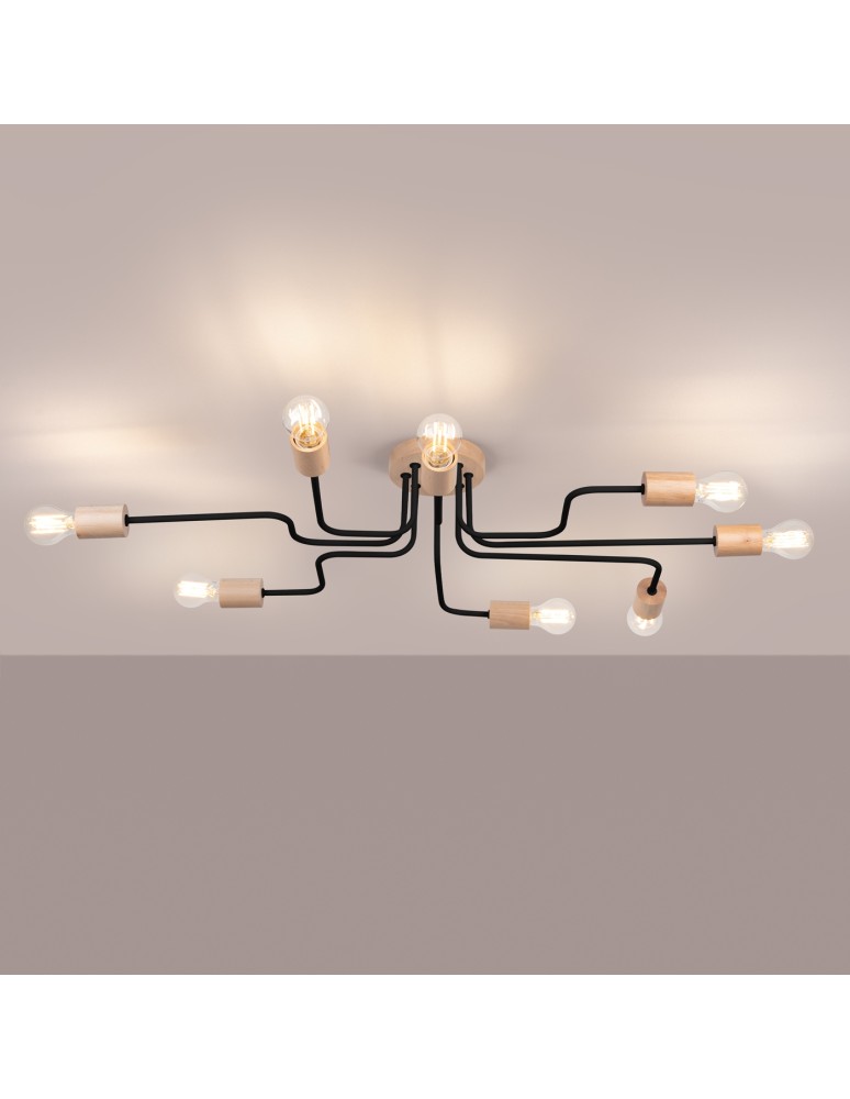 Loft ceiling lamps - industrial - Sollux Chandelier TIMBO 8 black SL.1671 - product kolory-swiatla.pl 3