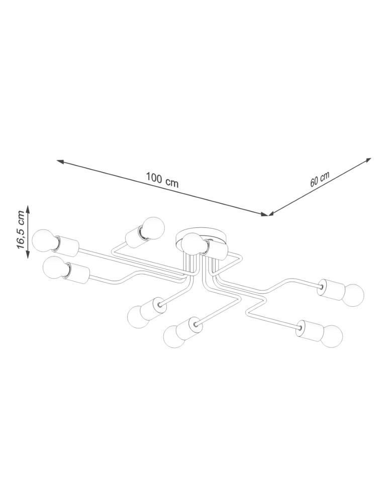 Loft ceiling lamps - industrial - Sollux Chandelier TIMBO 8 black SL.1671 - product kolory-swiatla.pl 7