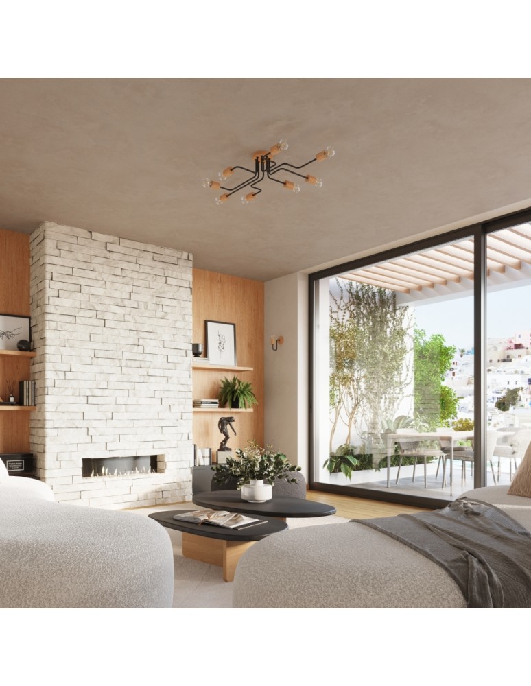 Loft ceiling lamps - industrial - Sollux Chandelier TIMBO 8 black SL.1671 - product kolory-swiatla.pl 10