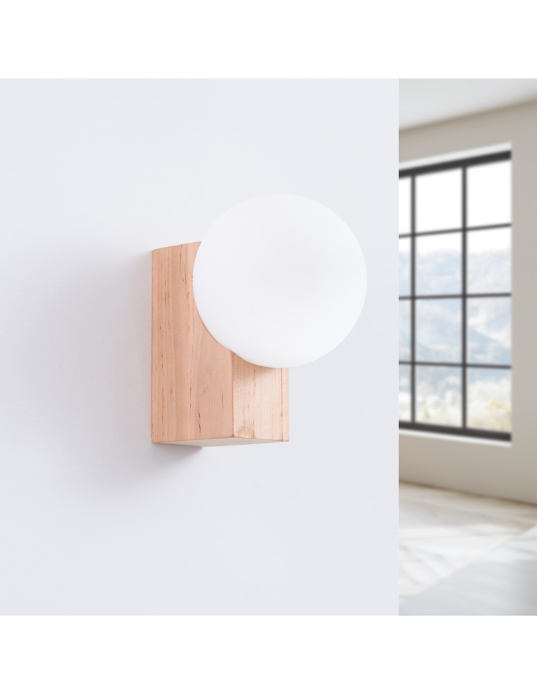 Wall lamps spheres - Sollux Wall lamp BULBO natural wood SL.1682 - product kolory-swiatla.pl 2