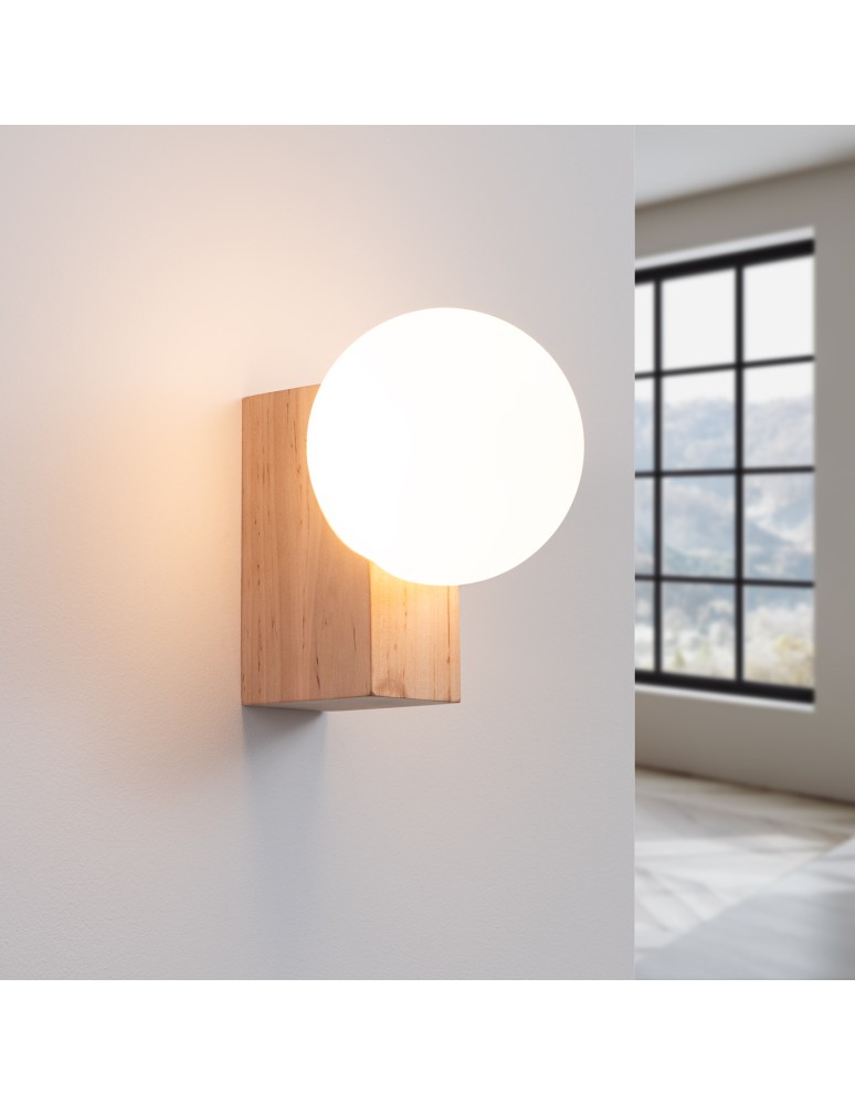 Wall lamps spheres - Sollux Wall lamp BULBO natural wood SL.1682 - product kolory-swiatla.pl 3