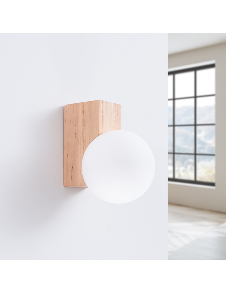 Wall lamps spheres - Sollux Wall lamp BULBO natural wood SL.1682 - product kolory-swiatla.pl 4
