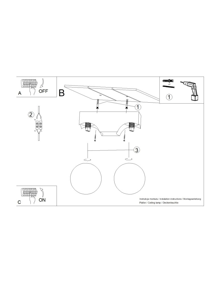 Wooden ceiling lamps - Sollux Plafond BULBO 2 natural wood SL.1683 - product kolory-swiatla.pl 10