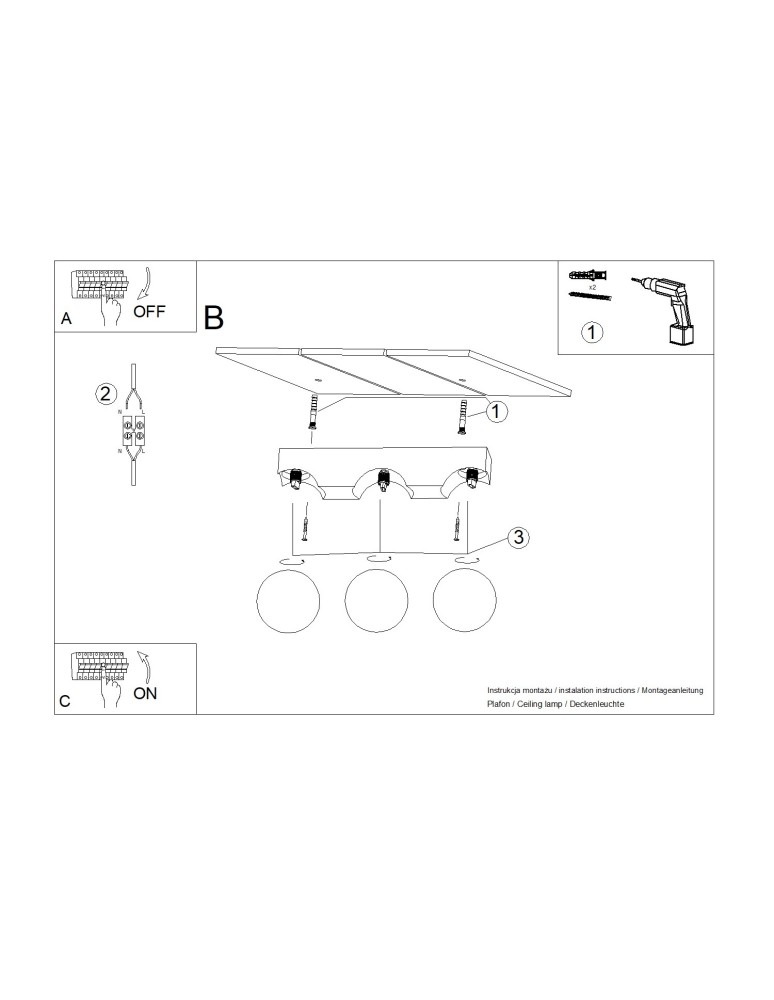 Wooden ceiling lamps - Sollux Plafond BULBO 3 natural wood SL.1684 - product kolory-swiatla.pl 10