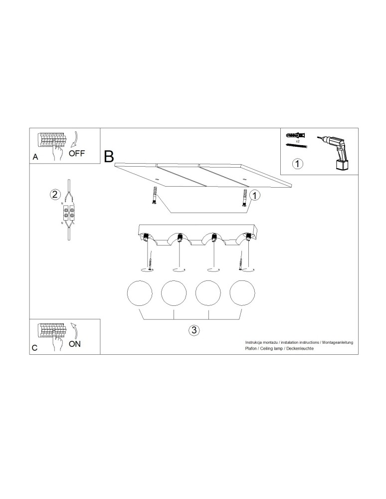 Wooden ceiling lamps - Sollux Plafond BULBO 4 natural wood SL.1685 - product kolory-swiatla.pl 10