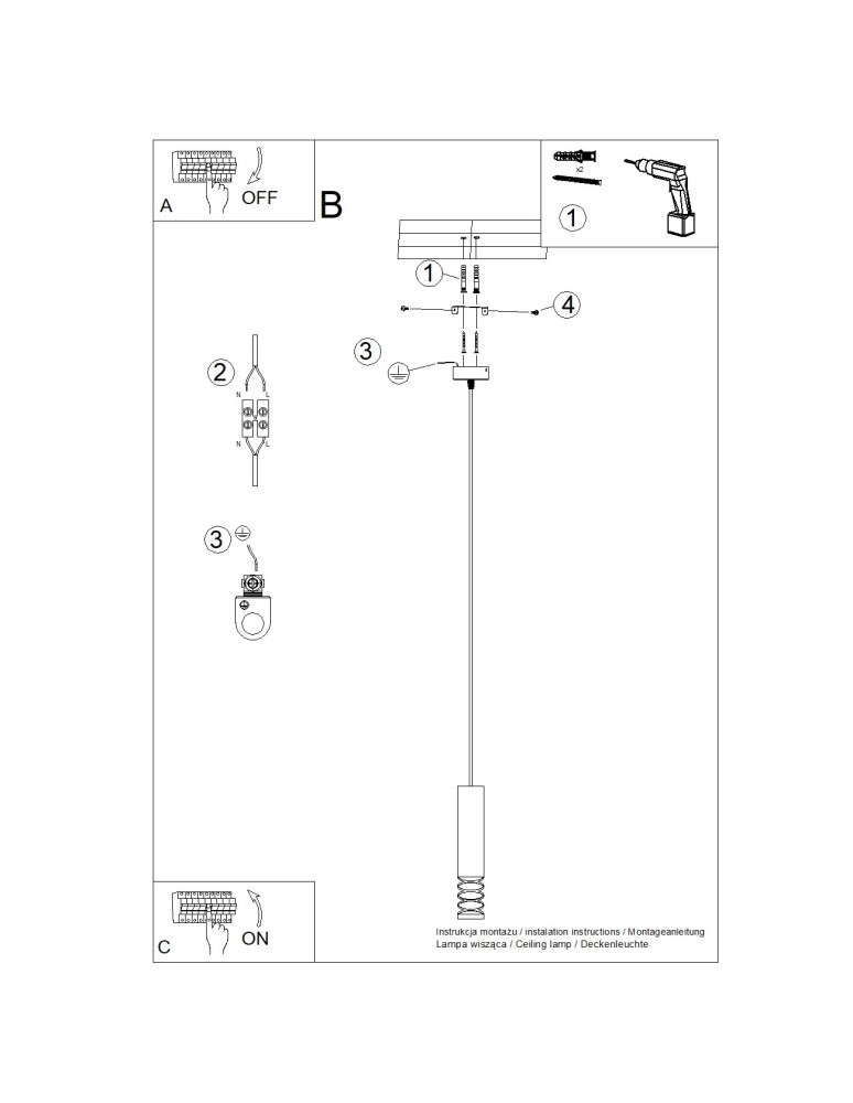 Pendant tube lamps - Sollux LAMI 1 pendant lamp white SL.1686 - product kolory-swiatla.pl 11