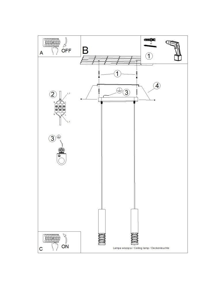 Pendant tube lamps - Sollux LAMI 2 pendant lamp white SL.1687 - product kolory-swiatla.pl 10