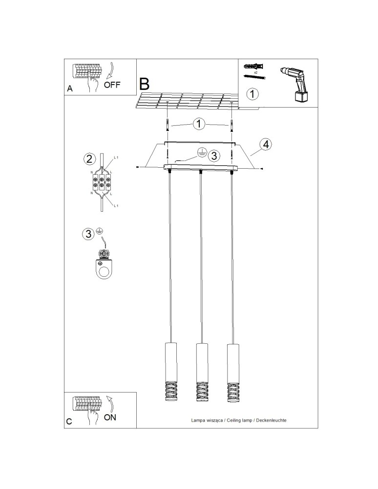 Pendant tube lamps - Sollux LAMI 3L pendant lamp white SL.1688 - product kolory-swiatla.pl 9