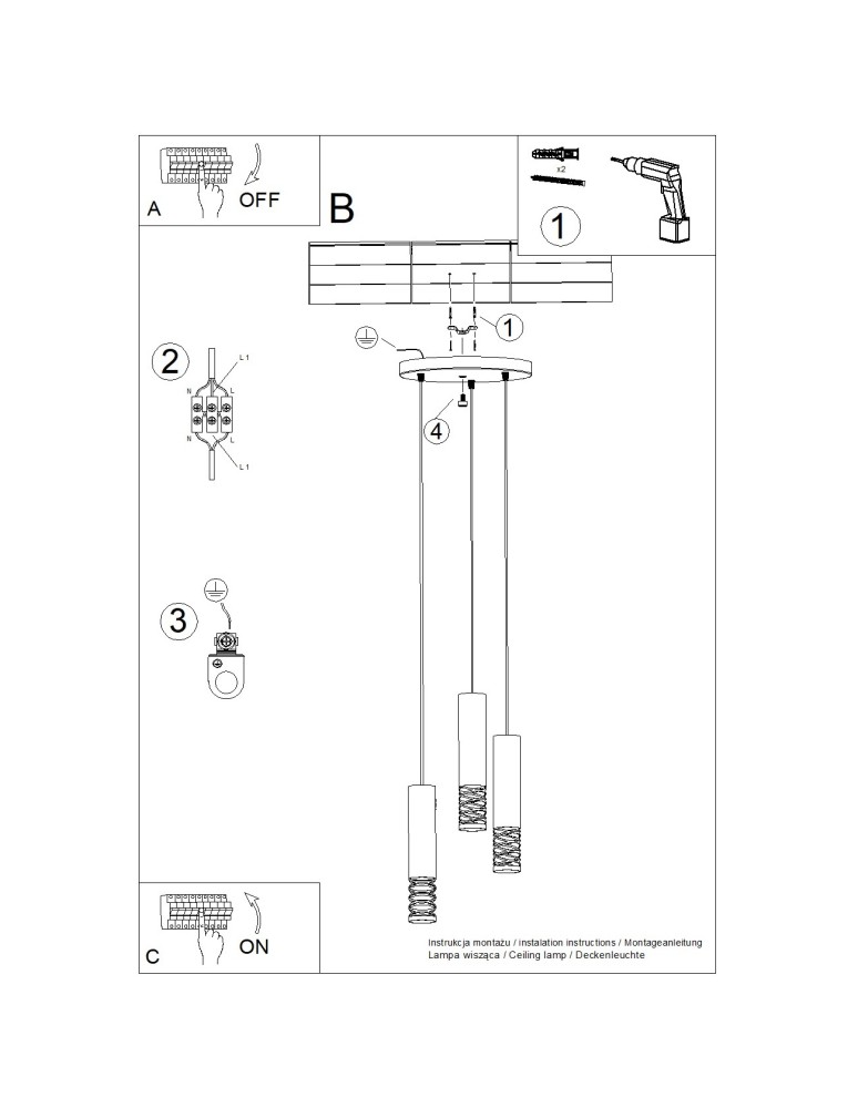 Pendant tube lamps - Sollux LAMI 3P pendant lamp white SL.1689 - product kolory-swiatla.pl 11