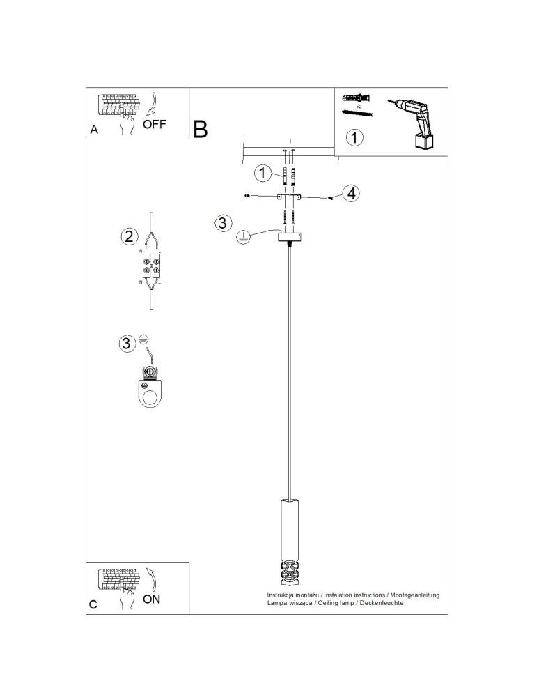 Pendant tube lamps - Sollux LIRO 1 pendant lamp white SL.1691 - product kolory-swiatla.pl 11