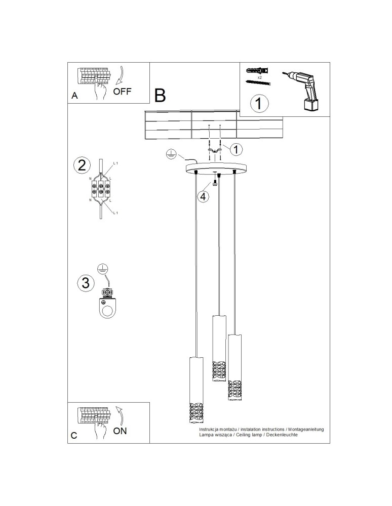 Pendant tube lamps - Sollux LIRO 3P pendant lamp white SL.1694 - product kolory-swiatla.pl 11