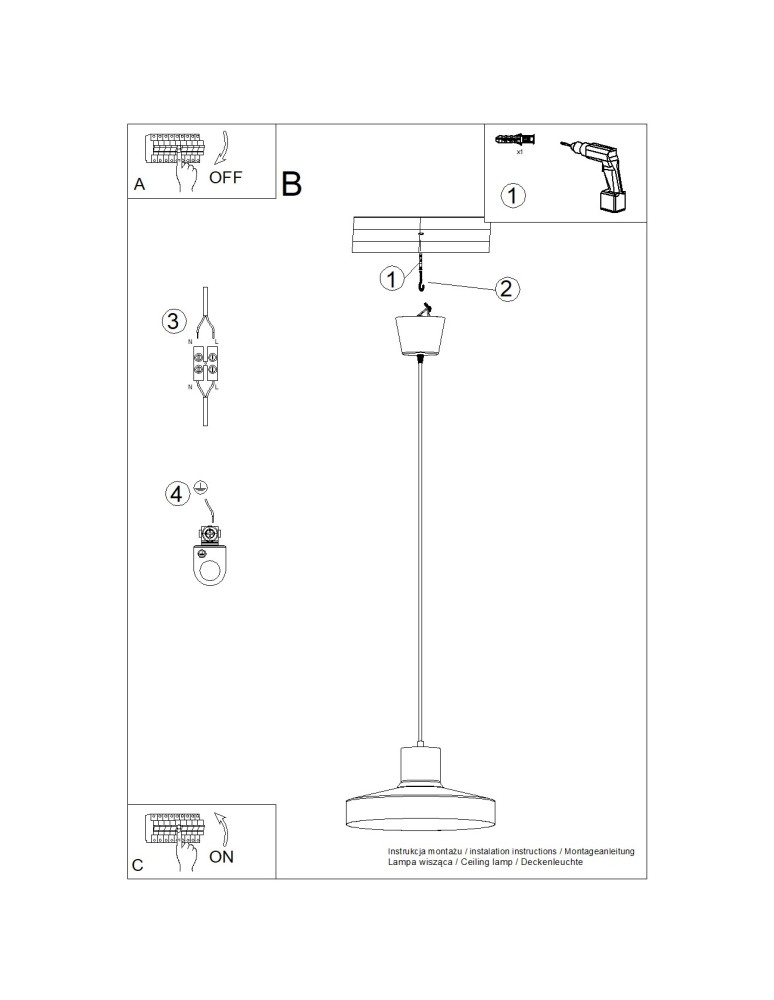 Scandinavian style pendant lamps - Sollux BILO ochre red pendant lamp SL.1706 - product kolory-swiatla.pl 11