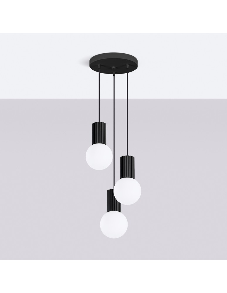 Pendant lamps spheres - Sollux HALO 3P pendant lamp black SL.1715 - product kolory-swiatla.pl 2